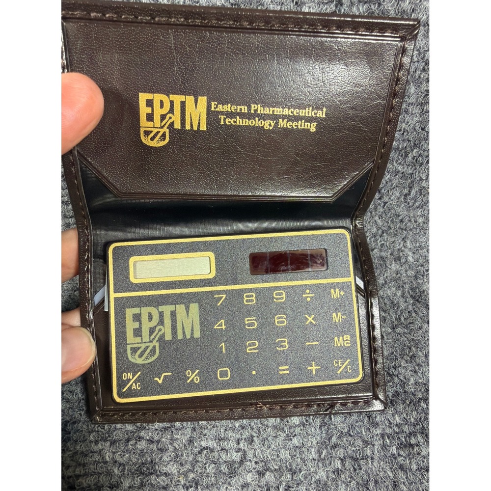 Vitronic 9206 801 Solar Calculator EPTM Pharmaceutical Brown Wallet Case Vintage
